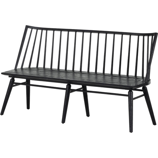 Lewis Dining Bench by Four Hands in black oak. Made from solid oak in a transitional style.