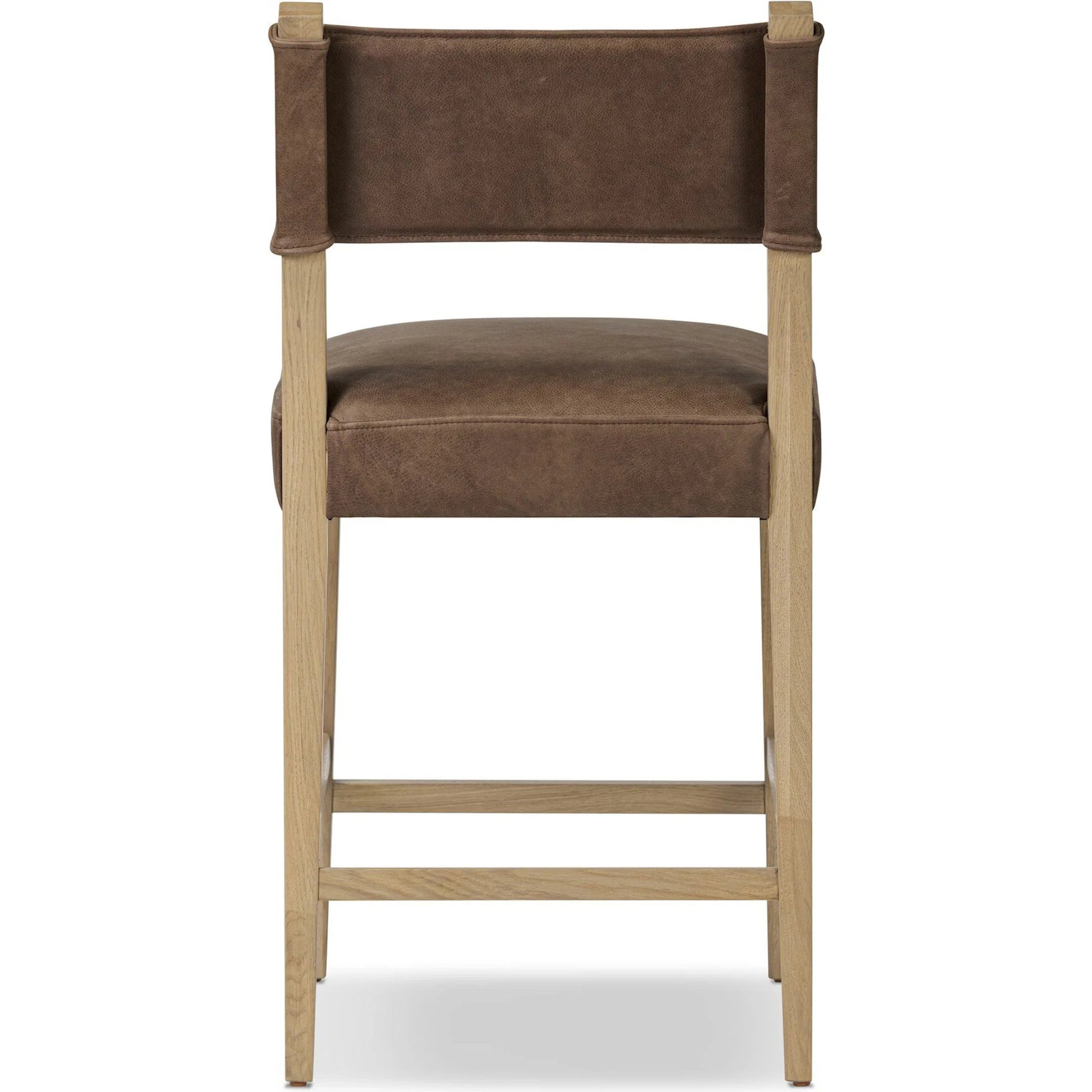 Ferris Counter Stool by Four Hands in palermo cigar, light oak. Made from top grain leather, solid oak in a traditional style.