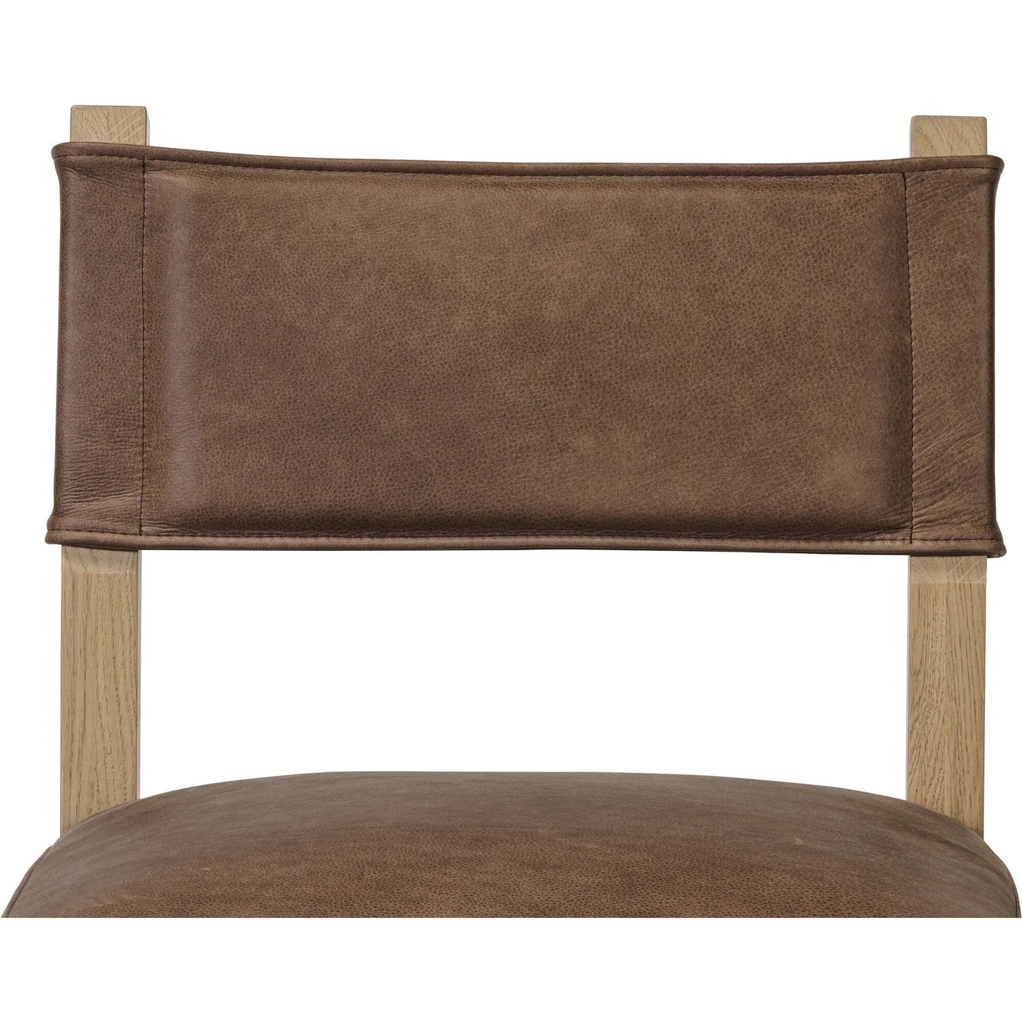 007 SI-2519169 | Closeup | Ferris Counter Stool by Four Hands in palermo cigar, light oak. Made from top grain leather, solid oak in a traditional style.