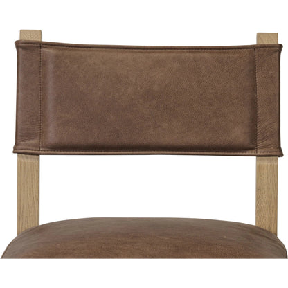 Ferris Counter Stool by Four Hands in palermo cigar, light oak. Made from top grain leather, solid oak in a traditional style.