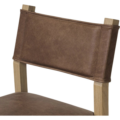 Ferris Counter Stool by Four Hands in palermo cigar, light oak. Made from top grain leather, solid oak in a traditional style.