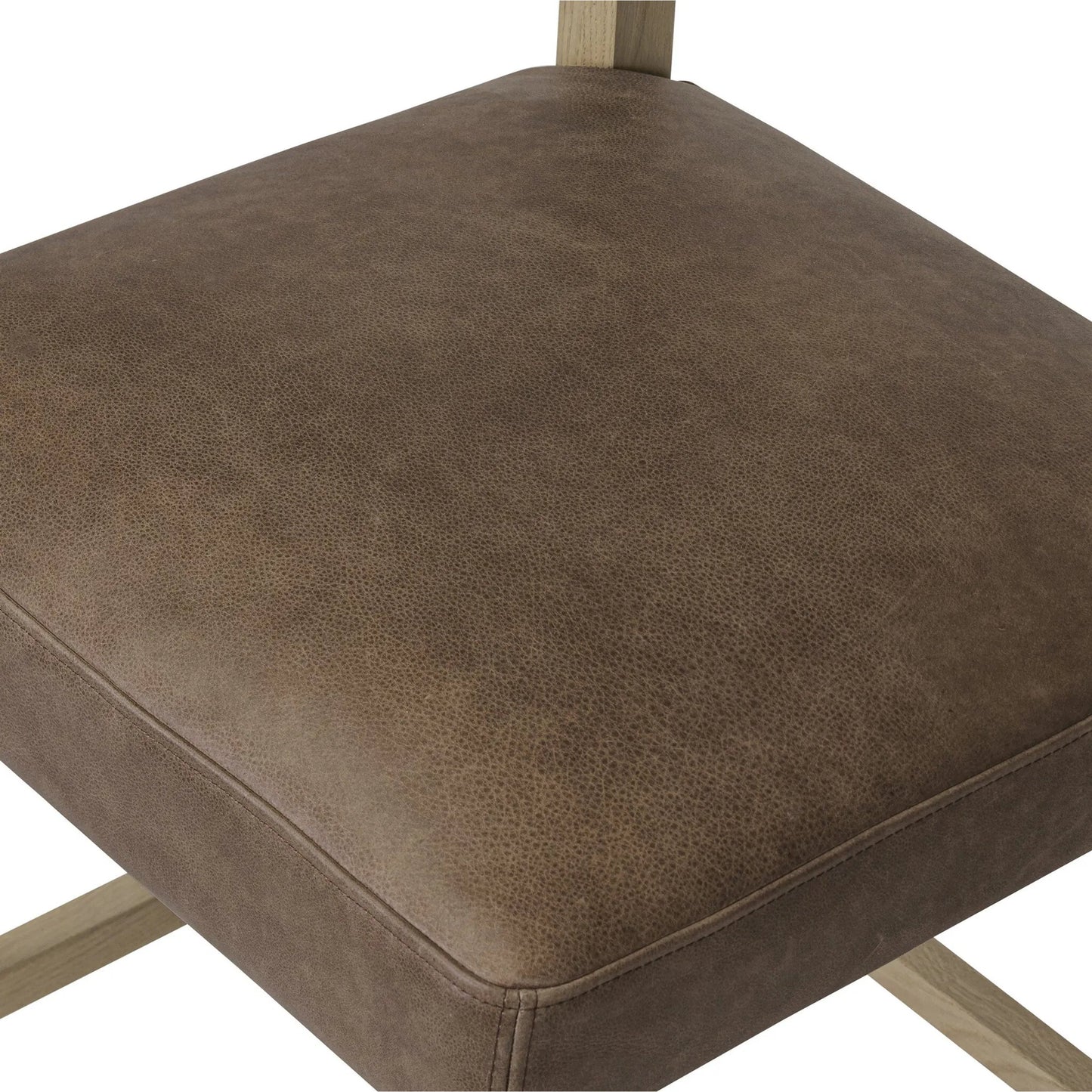 009 SI-2519169 | Closeup | Ferris Counter Stool by Four Hands in palermo cigar, light oak. Made from top grain leather, solid oak in a traditional style.