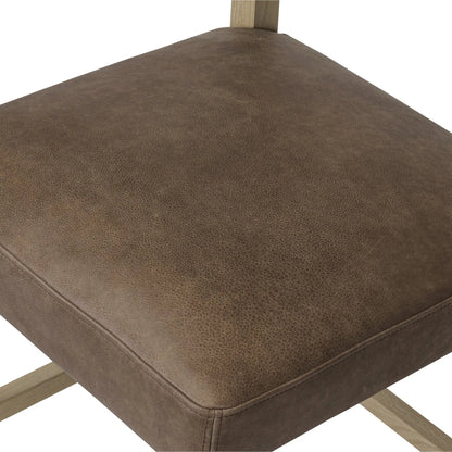 Ferris Counter Stool by Four Hands in palermo cigar, light oak. Made from top grain leather, solid oak in a traditional style.