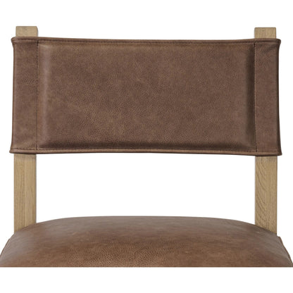 Ferris Bar Stool by Four Hands in palermo cigar, light oak. Made from top grain leather, solid oak in a traditional style.