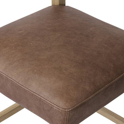 Ferris Bar Stool by Four Hands in palermo cigar, light oak. Made from top grain leather, solid oak in a traditional style.