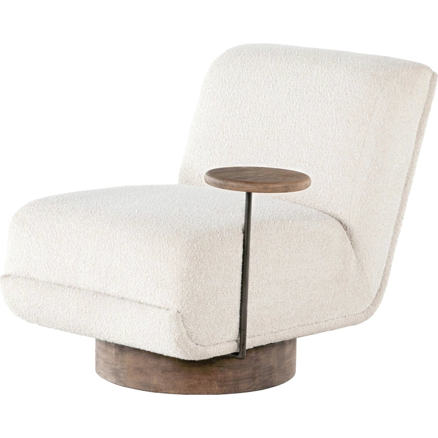 050 SI-1714607 | Primary Silo | Bronwyn Swivel Chair & Table by Four Hands in distressed natural, knoll natural. Made from 95% polyester, 5% acrylic, solid parawood in a modern style.
