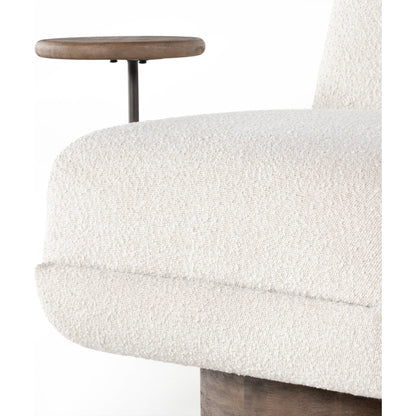 Bronwyn Swivel Chair & Table by Four Hands in distressed natural, knoll natural. Made from 95% polyester, 5% acrylic, solid parawood in a modern style.