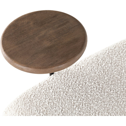 Bronwyn Swivel Chair & Table by Four Hands in distressed natural, knoll natural. Made from 95% polyester, 5% acrylic, solid parawood in a modern style.