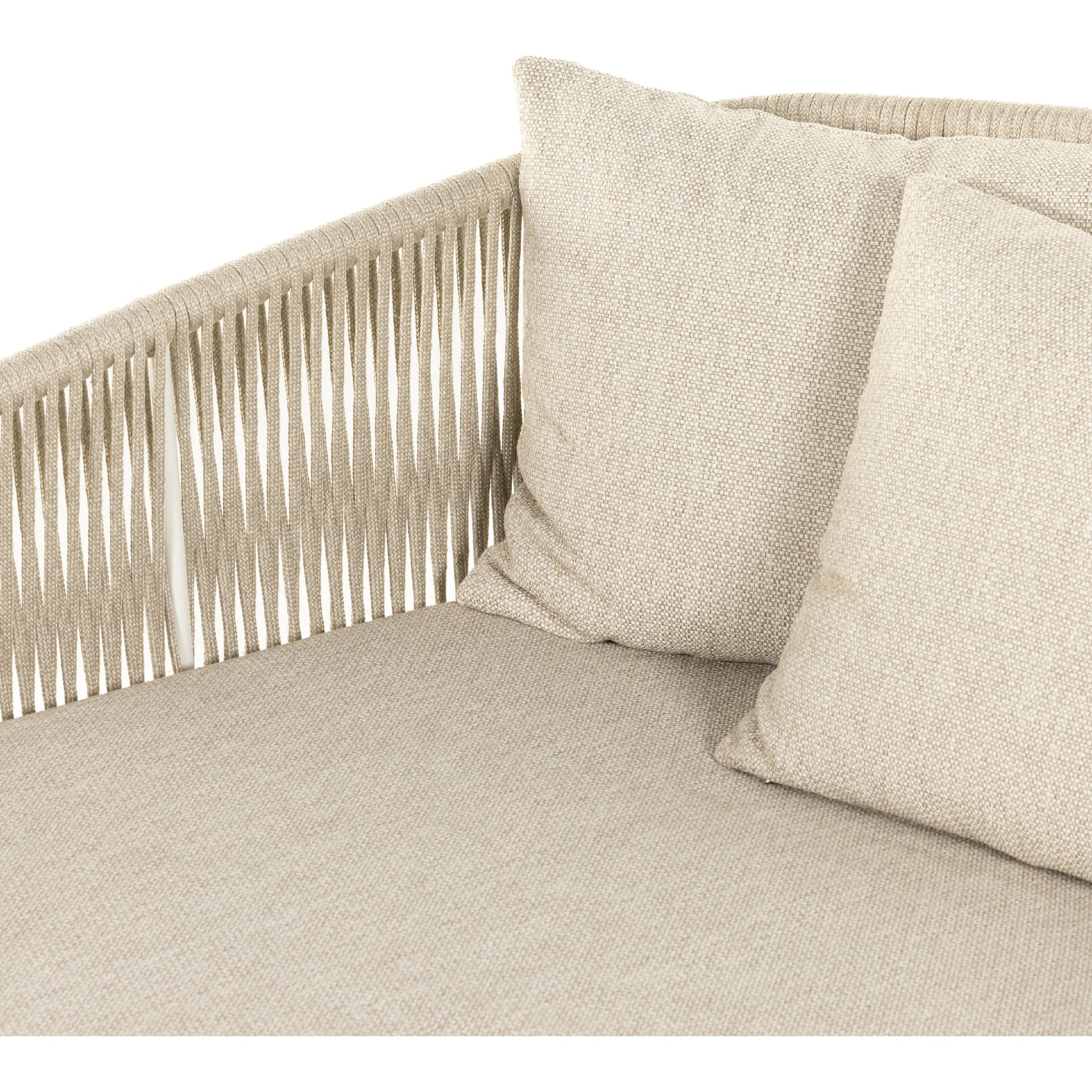 Porto Outdoor Daybed by Four Hands. Made from 100% olefin, aluminum, 100% polypropylene in a coastal style.