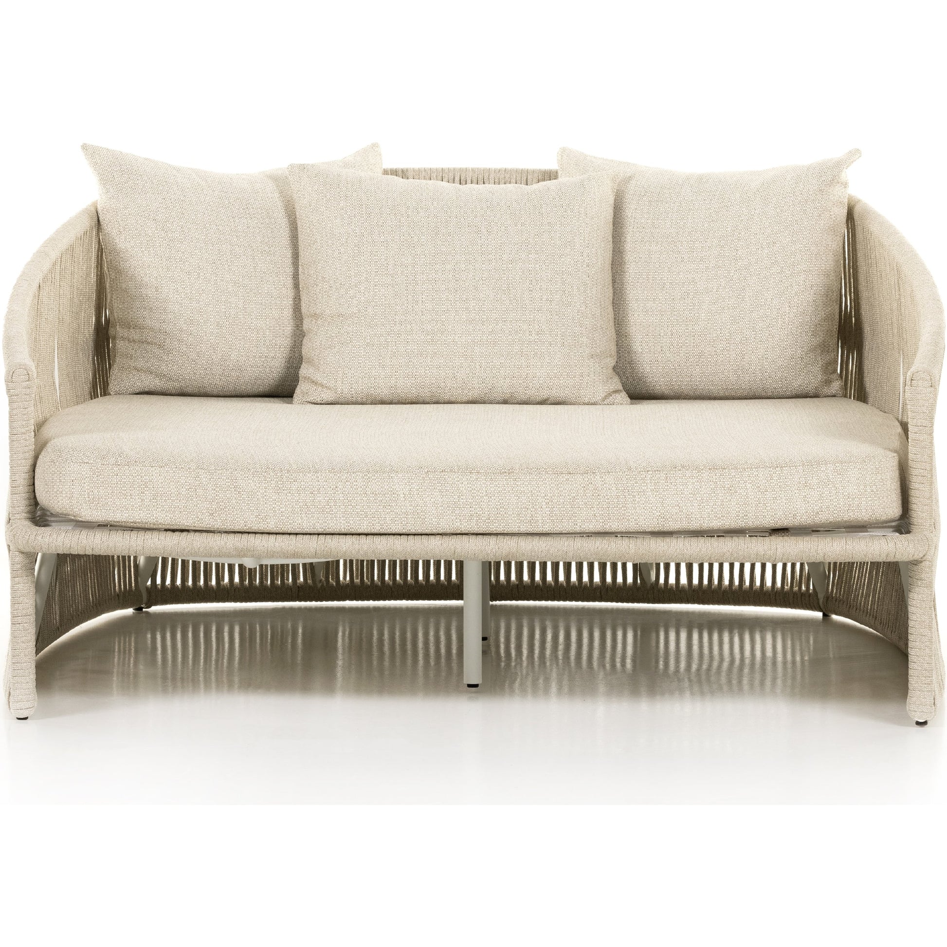 Porto Outdoor Daybed by Four Hands. Made from 100% olefin, aluminum, 100% polypropylene in a coastal style.