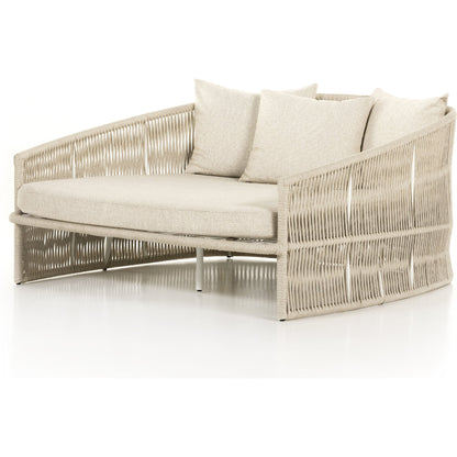 Porto Outdoor Daybed by Four Hands. Made from 100% olefin, aluminum, 100% polypropylene in a coastal style.