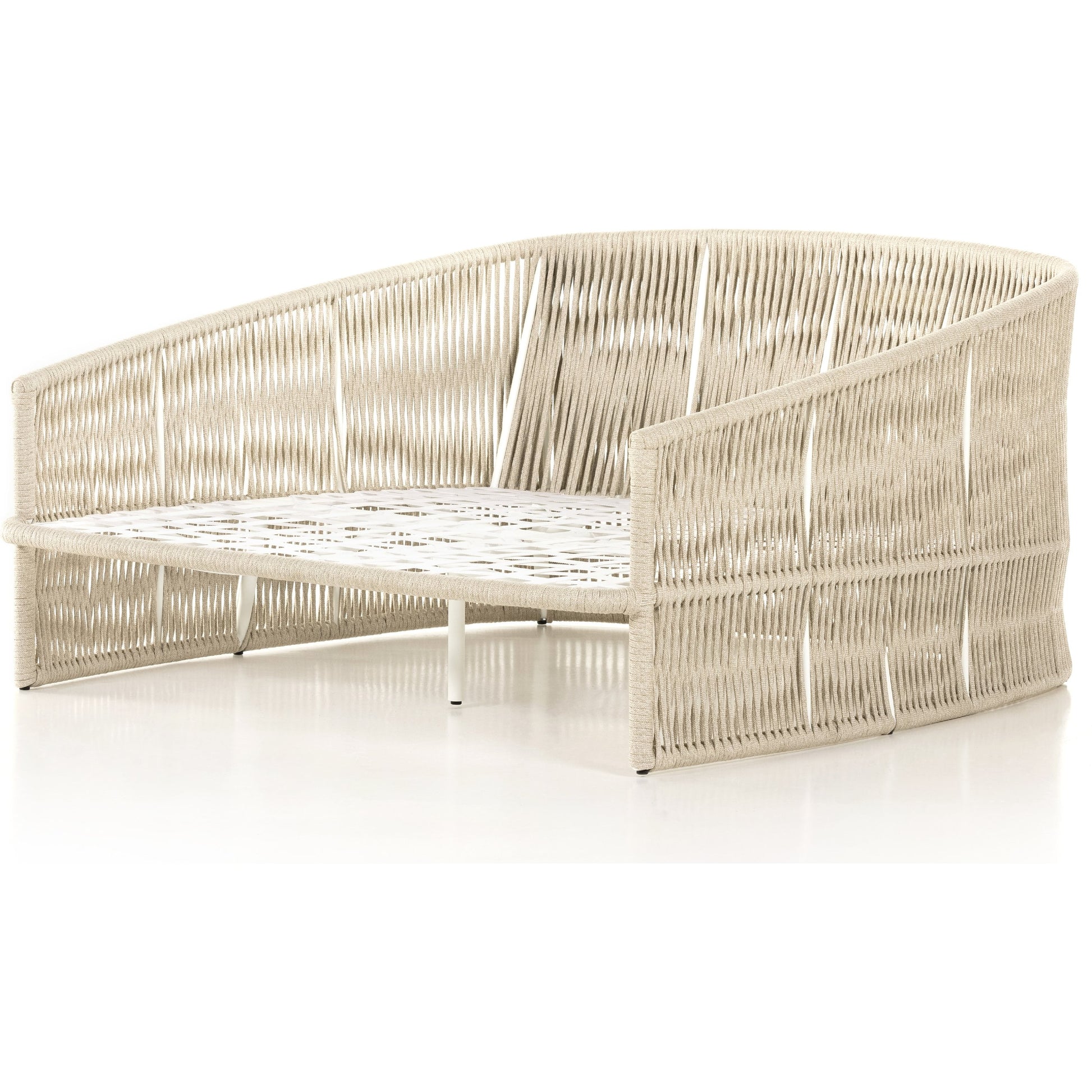 Porto Outdoor Daybed by Four Hands. Made from 100% olefin, aluminum, 100% polypropylene in a coastal style.