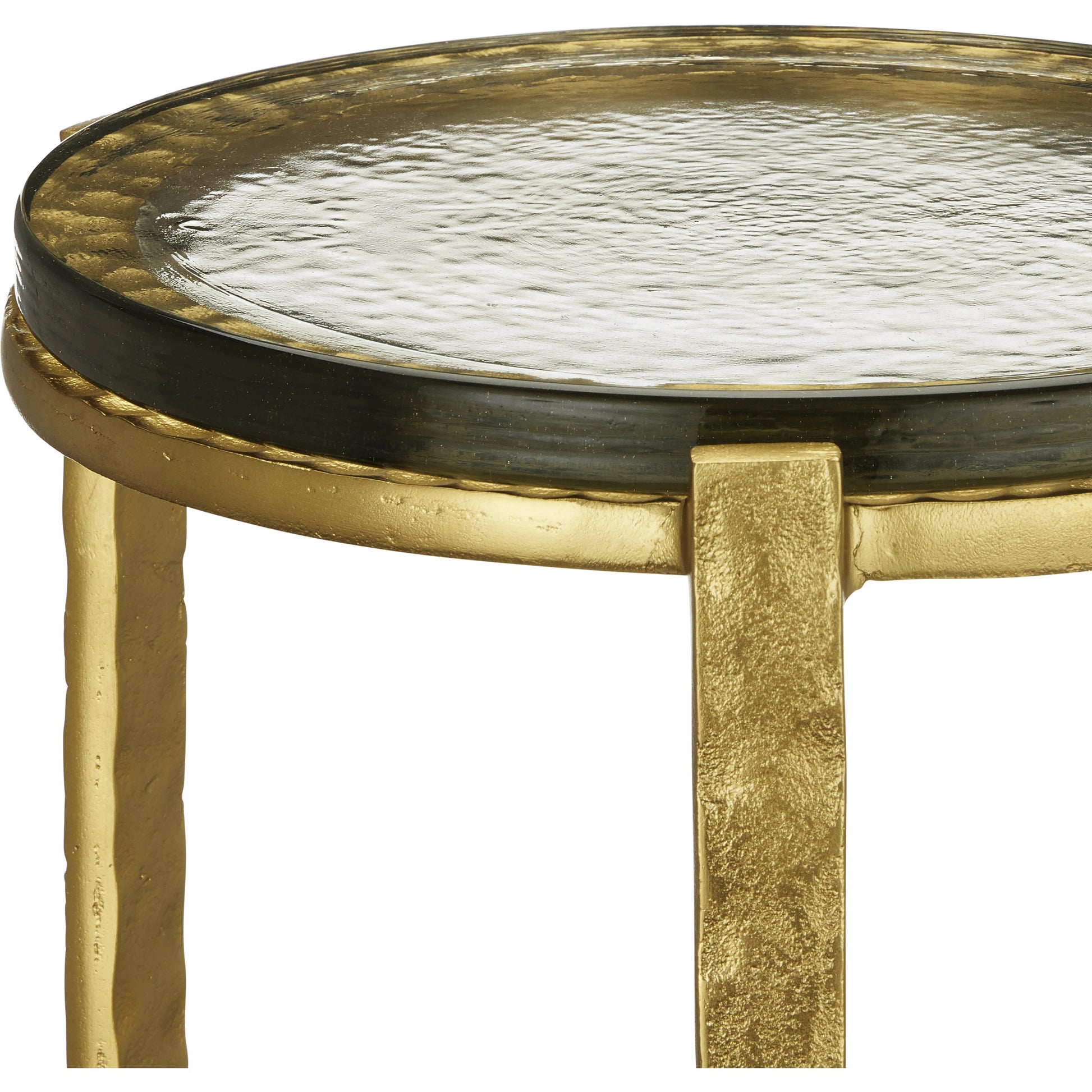 Acea Drinks Table by Currey and Company. Made from cast aluminum, cast glass in a modern style.