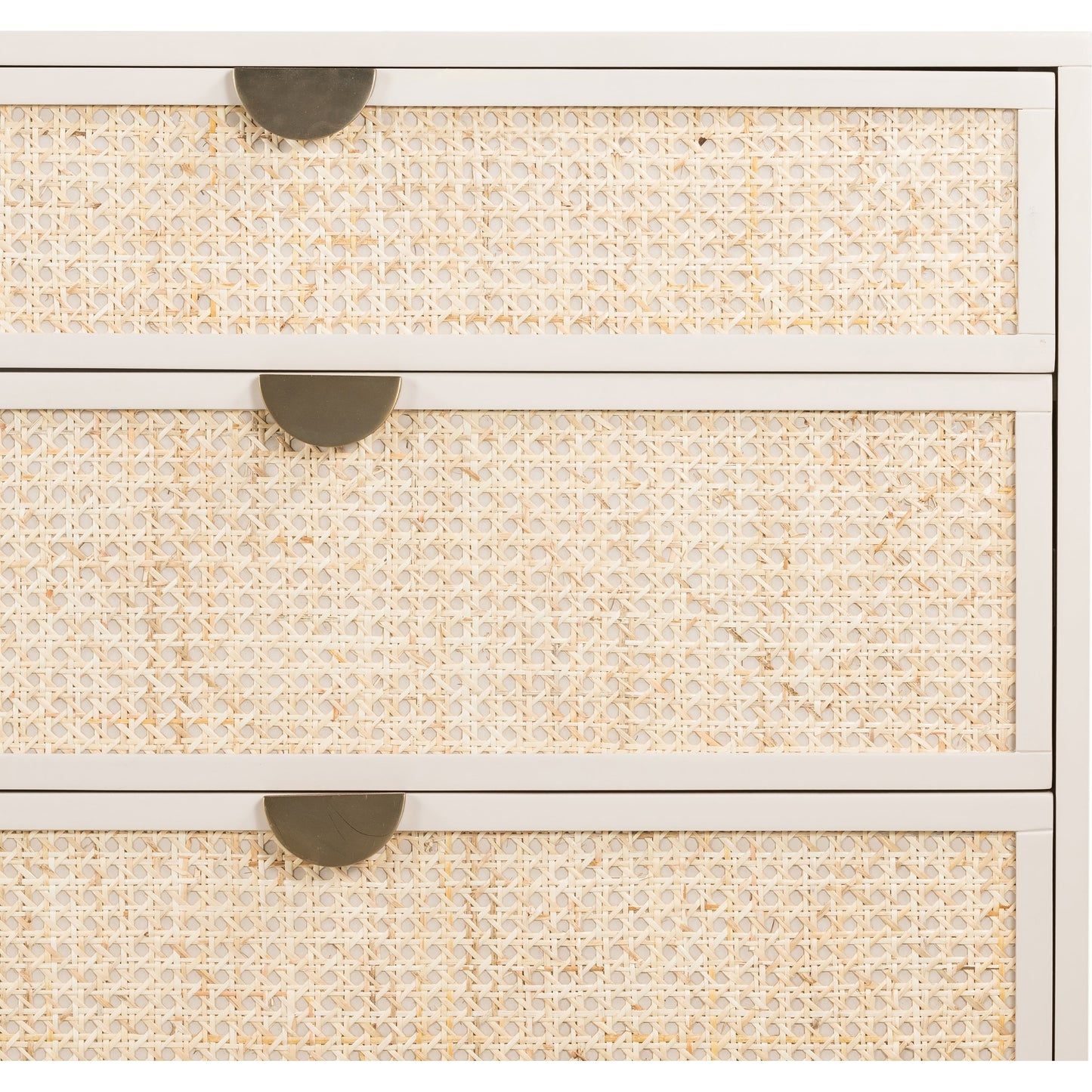 002 SI-1799027 | Additional Silo | Luella 6 Drawer Dresser by Four Hands in light natural cane, aged brass and matte alabaster. Made from engineered hardwood, cane, stainless steel in a coastal style.