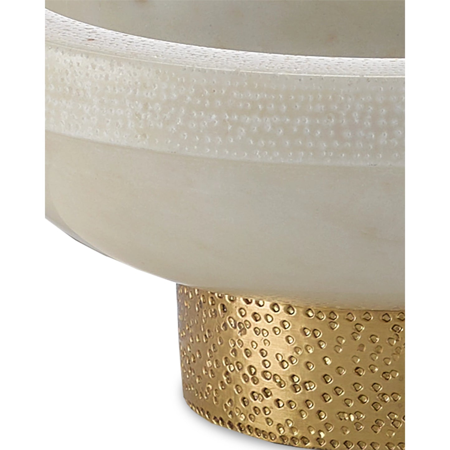 005 SR-768087 | Closeup | Valor Bowl by Currey and Company in white, brass. Made from marble, brass in a eclectic & global style.
