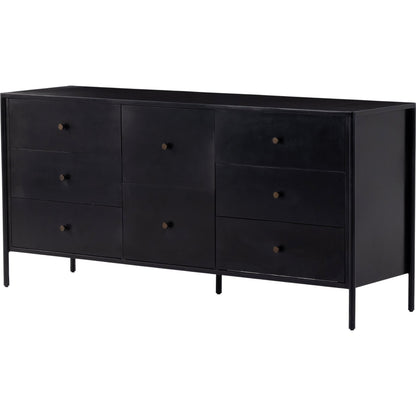 Soto 8 Drawer Dresser by Four Hands in black, weathered bronze and black. Made from iron in a modern style.
