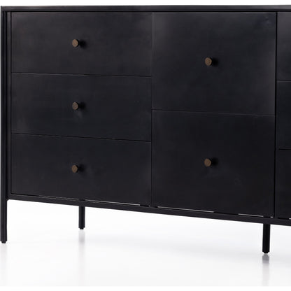 Soto 8 Drawer Dresser by Four Hands in black, weathered bronze and black. Made from iron in a modern style.
