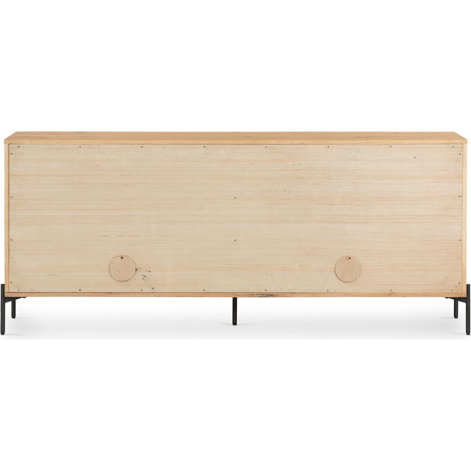 Eaton Sideboard by Four Hands in amber oak resin, dark gunmetal and amber oak. Made from thick oak veneer, iron in a modern style.