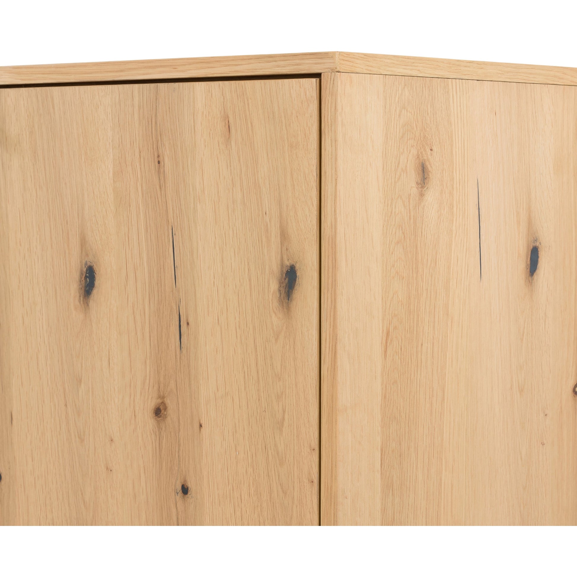 Eaton Sideboard by Four Hands in amber oak resin, dark gunmetal and amber oak. Made from thick oak veneer, iron in a modern style.