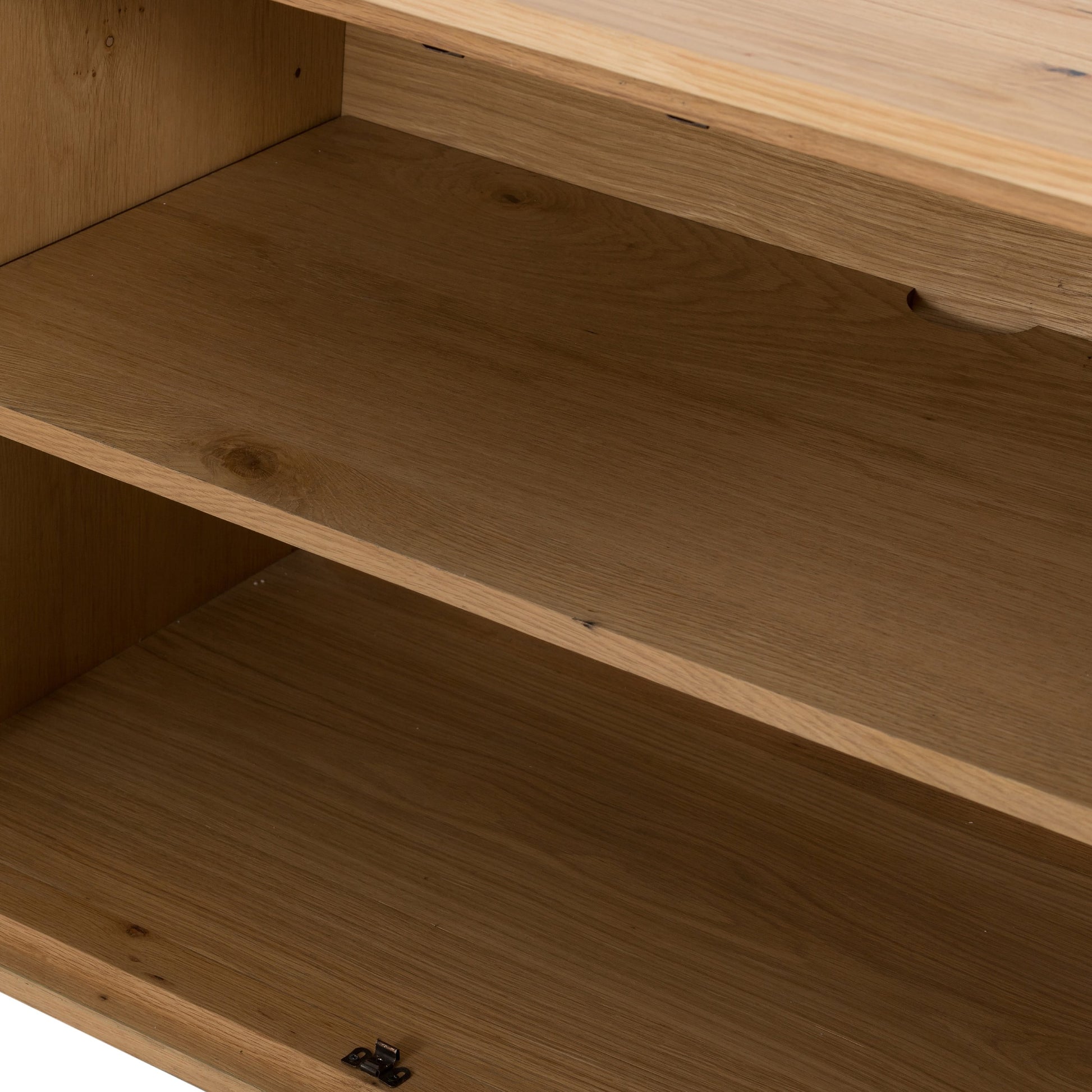 Eaton Sideboard by Four Hands in amber oak resin, dark gunmetal and amber oak. Made from thick oak veneer, iron in a modern style.