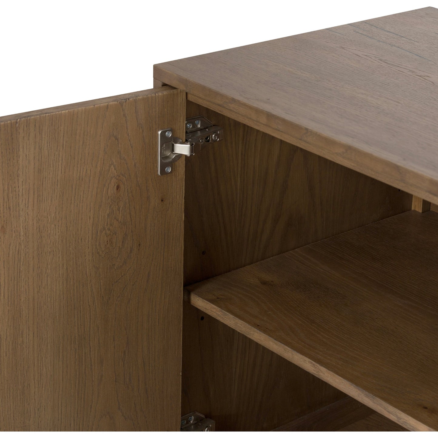 011 SI-1902696 | Additional Silo | Eaton Sideboard by Four Hands in amber oak resin, dark gunmetal and amber oak. Made from thick oak veneer, iron in a modern style.