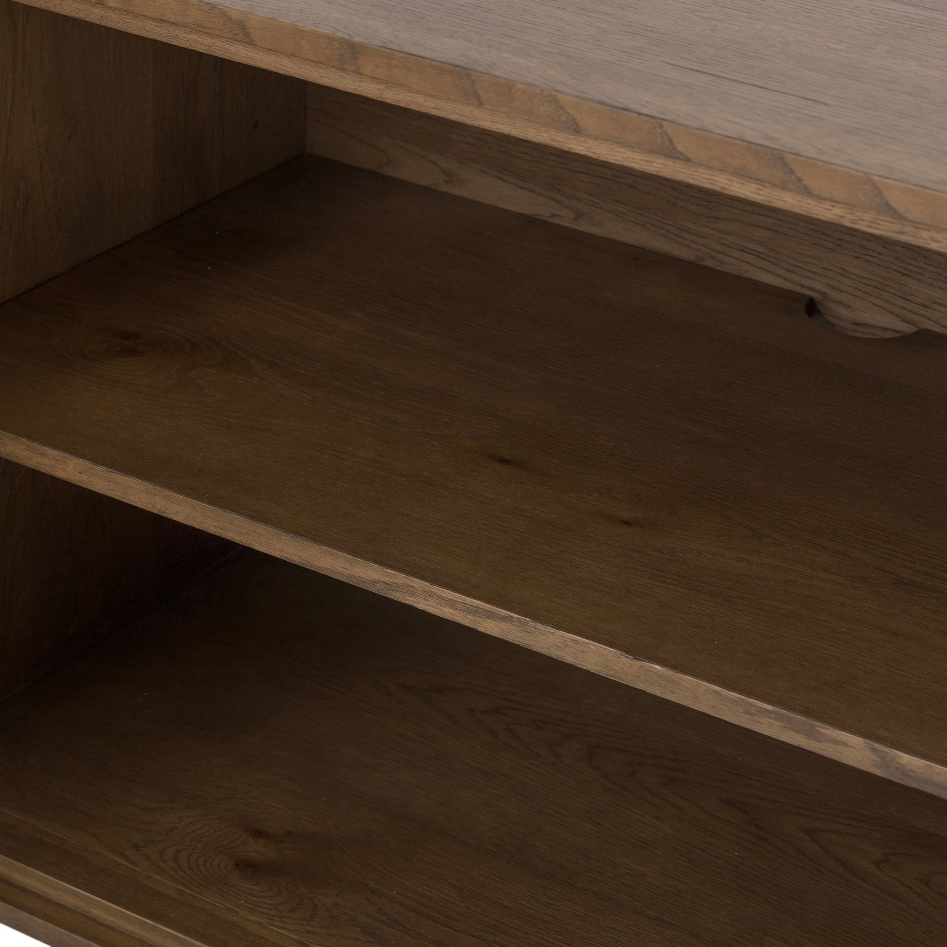 Eaton Sideboard by Four Hands in amber oak resin, dark gunmetal and amber oak. Made from thick oak veneer, iron in a modern style.