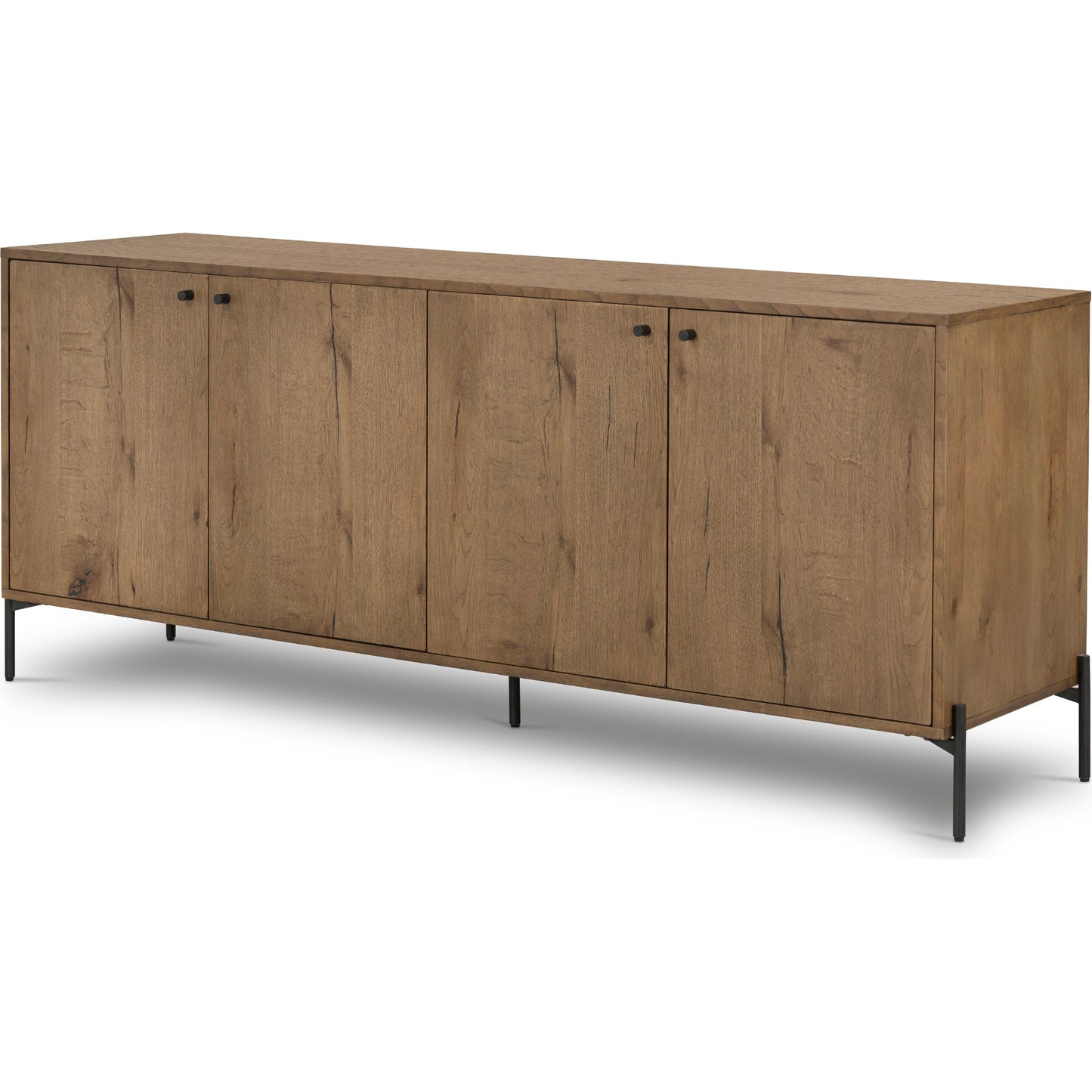 002 SI-1902696 | Additional Silo | Eaton Sideboard by Four Hands in amber oak resin, dark gunmetal and amber oak. Made from thick oak veneer, iron in a modern style.