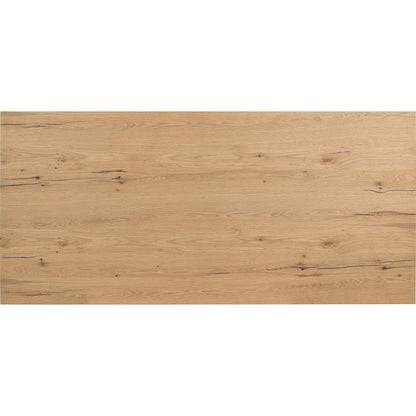 Eaton Dining Table by Four Hands in amber oak resin. Made from thick oak veneer, solid oak in a cottage & farmhouse style.