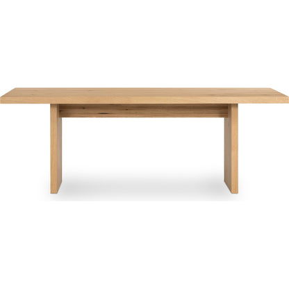 Eaton Dining Table by Four Hands in amber oak resin. Made from thick oak veneer, solid oak in a cottage & farmhouse style.