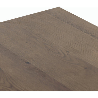 Eaton Dining Table by Four Hands in amber oak resin. Made from thick oak veneer, solid oak in a cottage & farmhouse style.