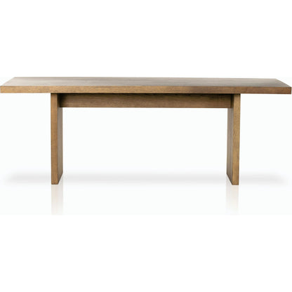 Eaton Dining Table by Four Hands in amber oak resin. Made from thick oak veneer, solid oak in a cottage & farmhouse style.