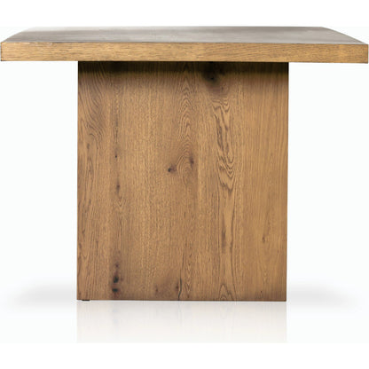 Eaton Dining Table by Four Hands in amber oak resin. Made from thick oak veneer, solid oak in a cottage & farmhouse style.