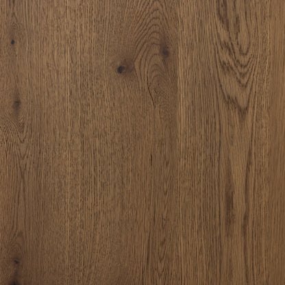 Eaton Dining Table by Four Hands in amber oak resin. Made from thick oak veneer, solid oak in a cottage & farmhouse style.