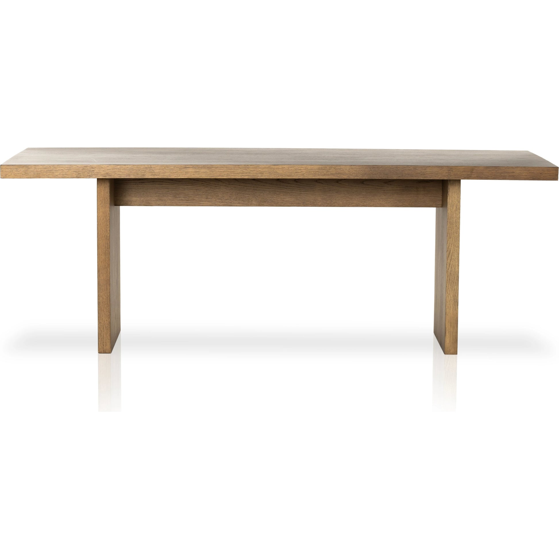 Eaton Dining Table by Four Hands in amber oak resin. Made from thick oak veneer, solid oak in a cottage & farmhouse style.