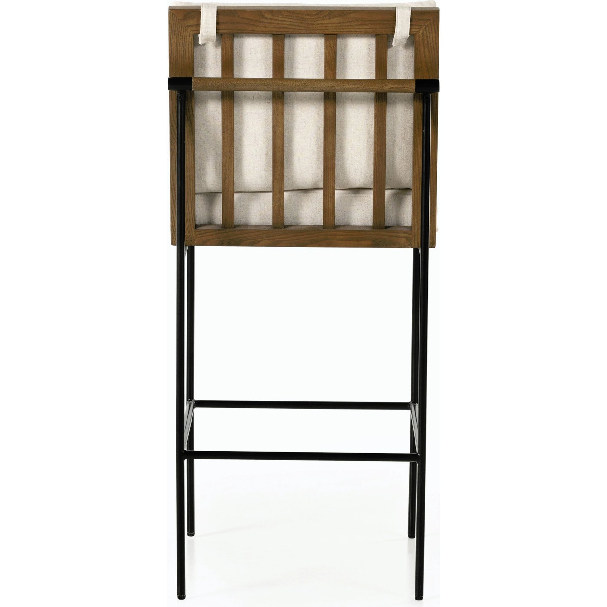 Crete Bar Stool by Four Hands in amber oak, midnight iron. Made from unique in a coastal style.
