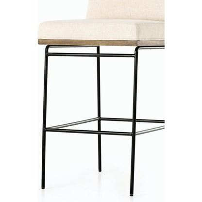 Crete Bar Stool by Four Hands in amber oak, midnight iron. Made from unique in a coastal style.