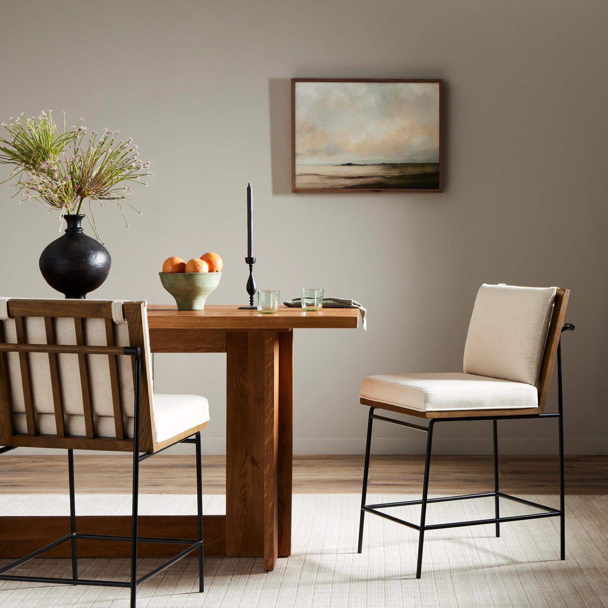 Crete Counter Stool by Four Hands in amber oak, midnight iron. Made from unique in a modern style.