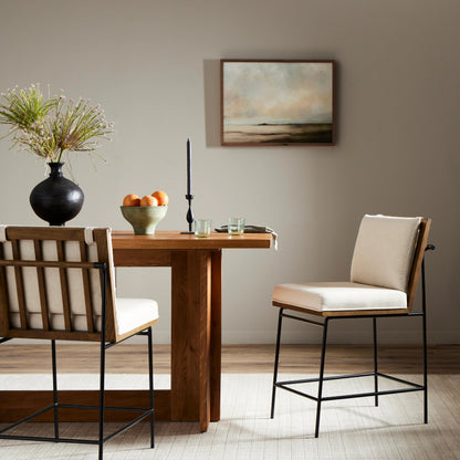 Crete Counter Stool by Four Hands in amber oak, midnight iron. Made from unique in a modern style.