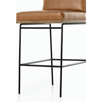 Crete Bar Stool by Four Hands in amber oak, midnight iron. Made from unique in a coastal style.