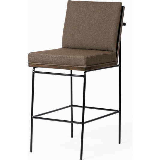 Crete Bar Stool by Four Hands in amber oak, midnight iron. Made from unique in a coastal style.