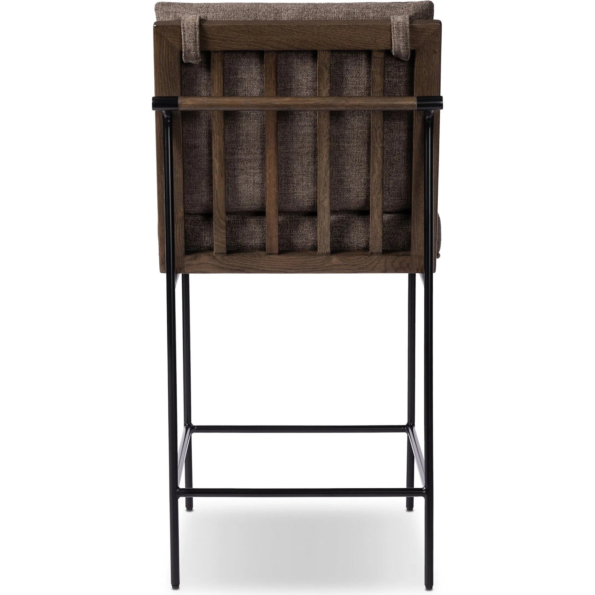 Crete Bar Stool by Four Hands in amber oak, midnight iron. Made from unique in a coastal style.