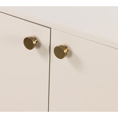 Van Sideboard by Four Hands in aged brass, matte alabaster, golden brass and matte alabaster. Made from engineered hardwood, stainless steel, iron in a modern style.