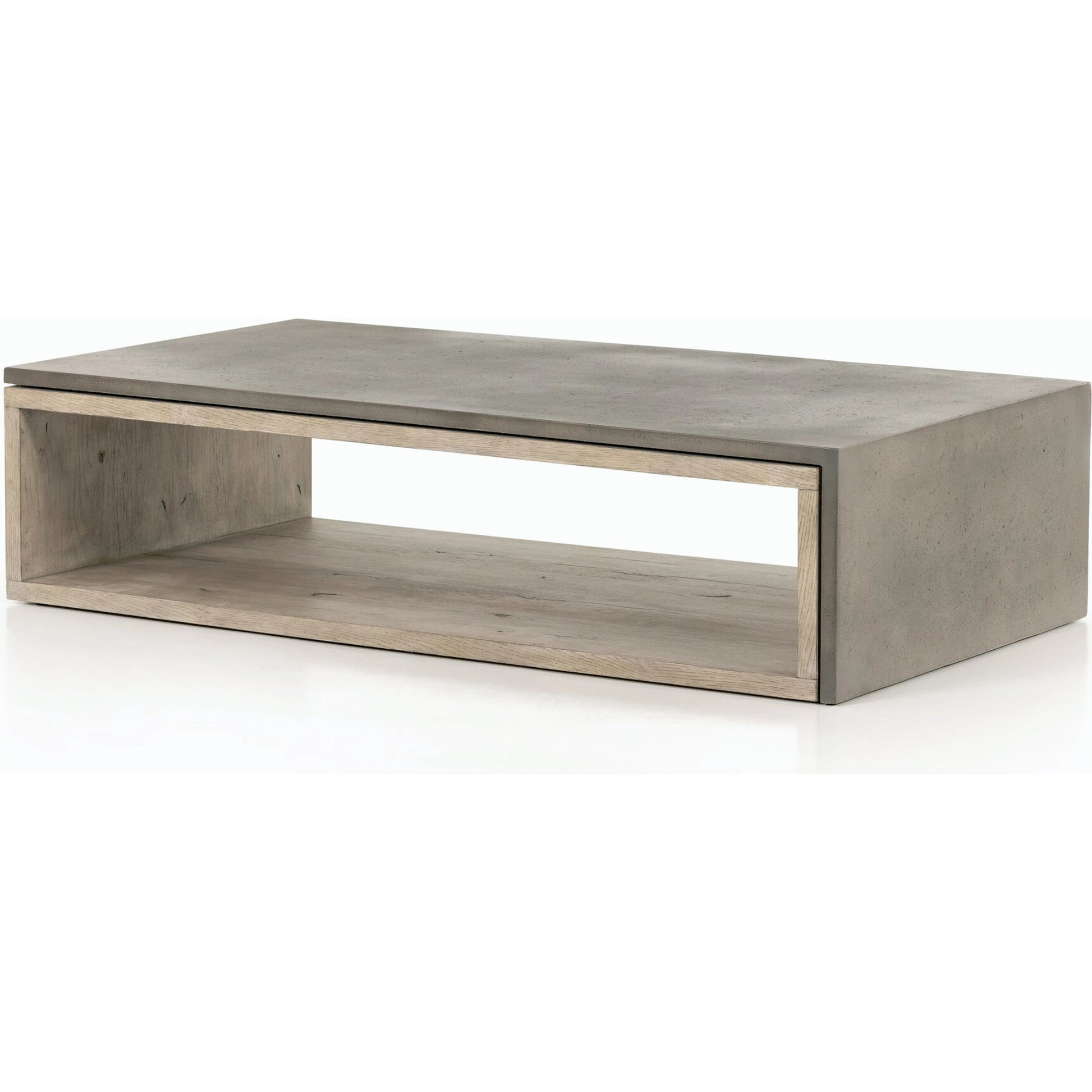 Faro Coffee Table by Four Hands in washed natural veneer, dark grey concrete and washed natural, dark grey. Made from faux concrete, thick oak veneer in a modern style.