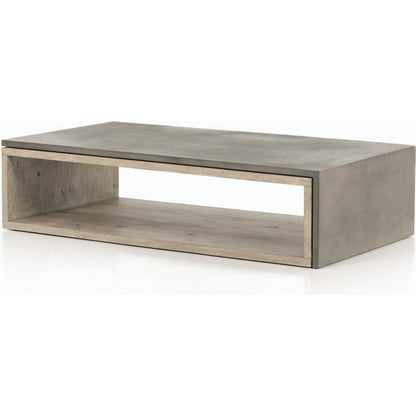 Faro Coffee Table by Four Hands in washed natural veneer, dark grey concrete and washed natural, dark grey. Made from faux concrete, thick oak veneer in a modern style.