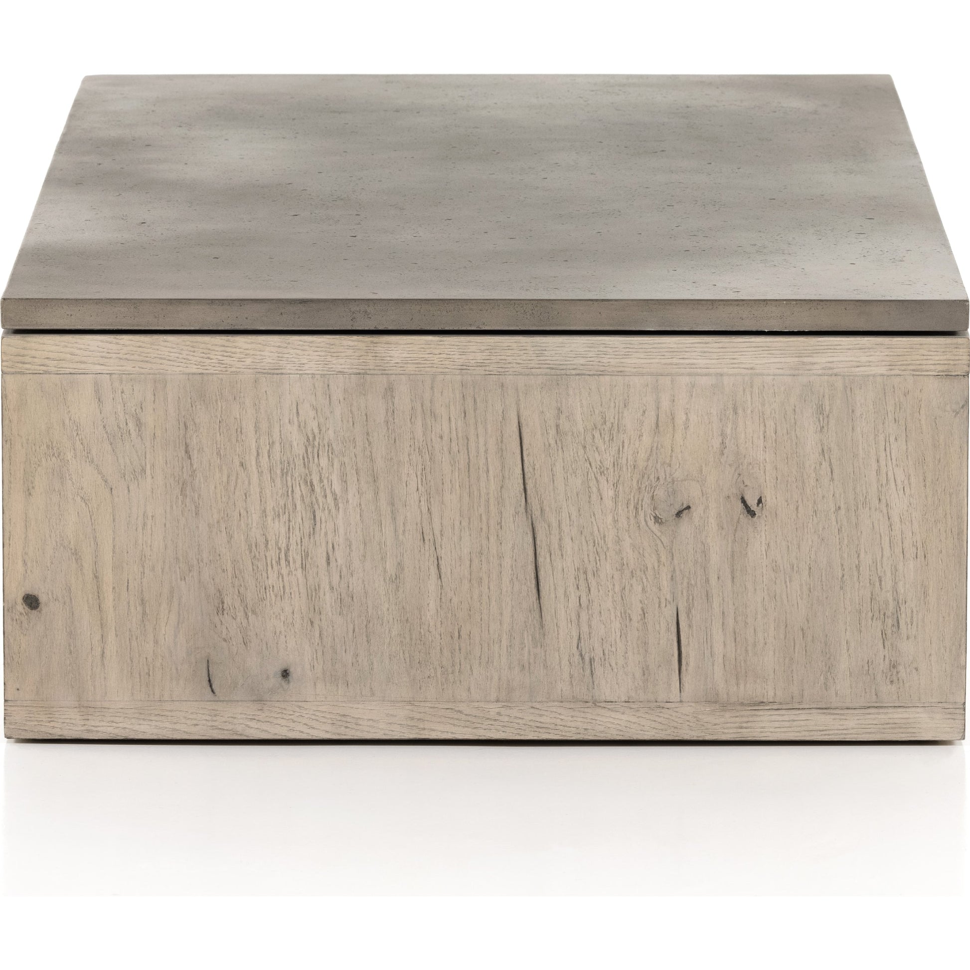 Faro Coffee Table by Four Hands in washed natural veneer, dark grey concrete and washed natural, dark grey. Made from faux concrete, thick oak veneer in a modern style.