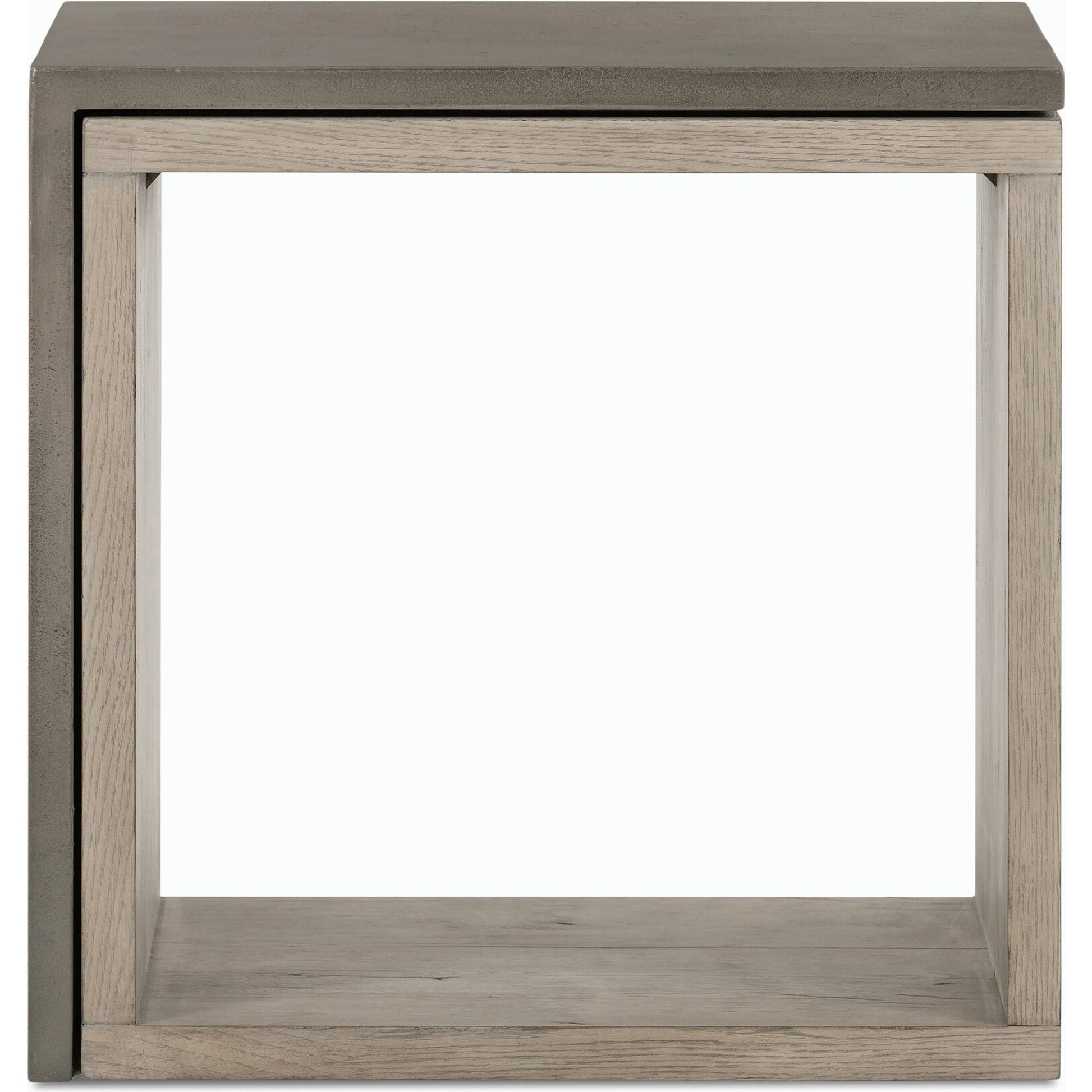 Faro End Table by Four Hands in washed natural veneer, dark grey concrete. Made from faux concrete, thick oak veneer in a modern style.