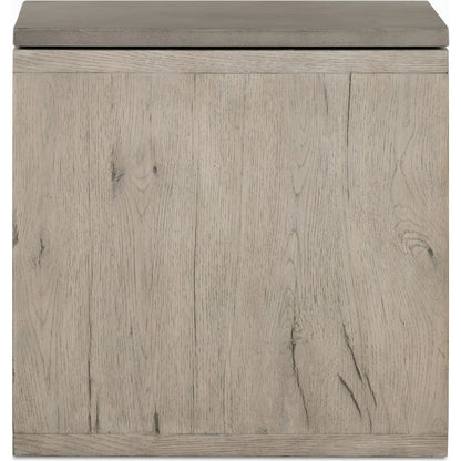 Faro End Table by Four Hands in washed natural veneer, dark grey concrete. Made from faux concrete, thick oak veneer in a modern style.