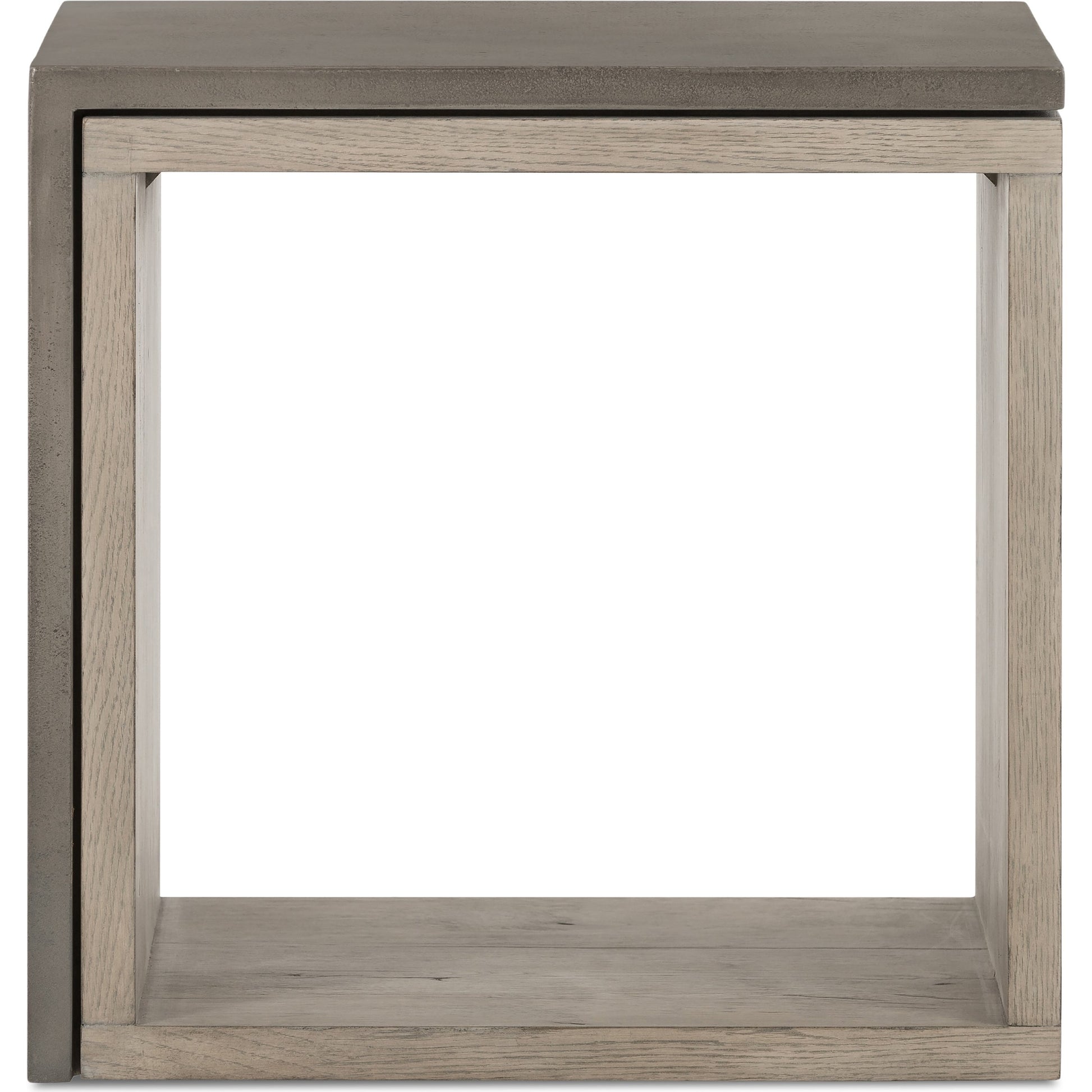 Faro End Table by Four Hands in washed natural veneer, dark grey concrete. Made from faux concrete, thick oak veneer in a modern style.