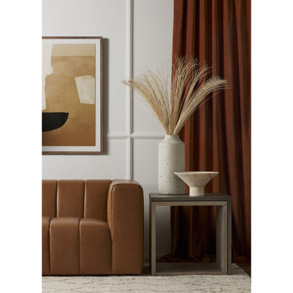 Faro End Table by Four Hands in washed natural veneer, dark grey concrete. Made from faux concrete, thick oak veneer in a modern style.