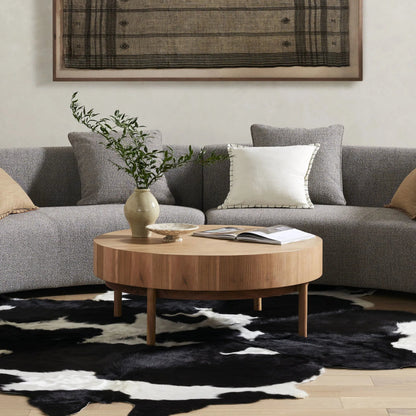 Atmore Coffee Table by Four Hands in natural acacia. Made from solid acacia, thin acacia veneer in a modern style.
